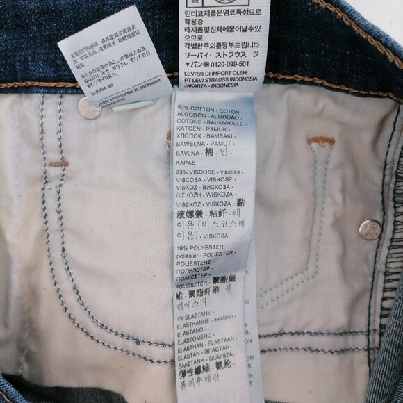 Levi's Womens Denim Blue Mid Rise Frayed Hem 311 Shaping Skinny Jeans Size 28 - Picture 7 of 10
